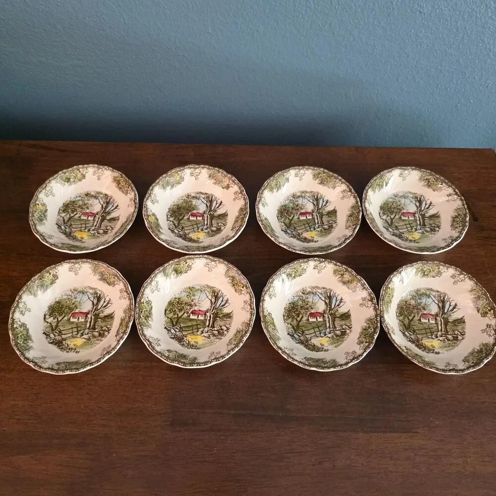 Set of 8 Johnson Bros FRIENDLY VILLAGE  Stone Wall 5